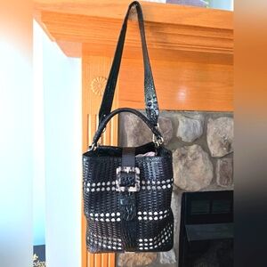 Brahmin Amelia Black Palmetto VGUC